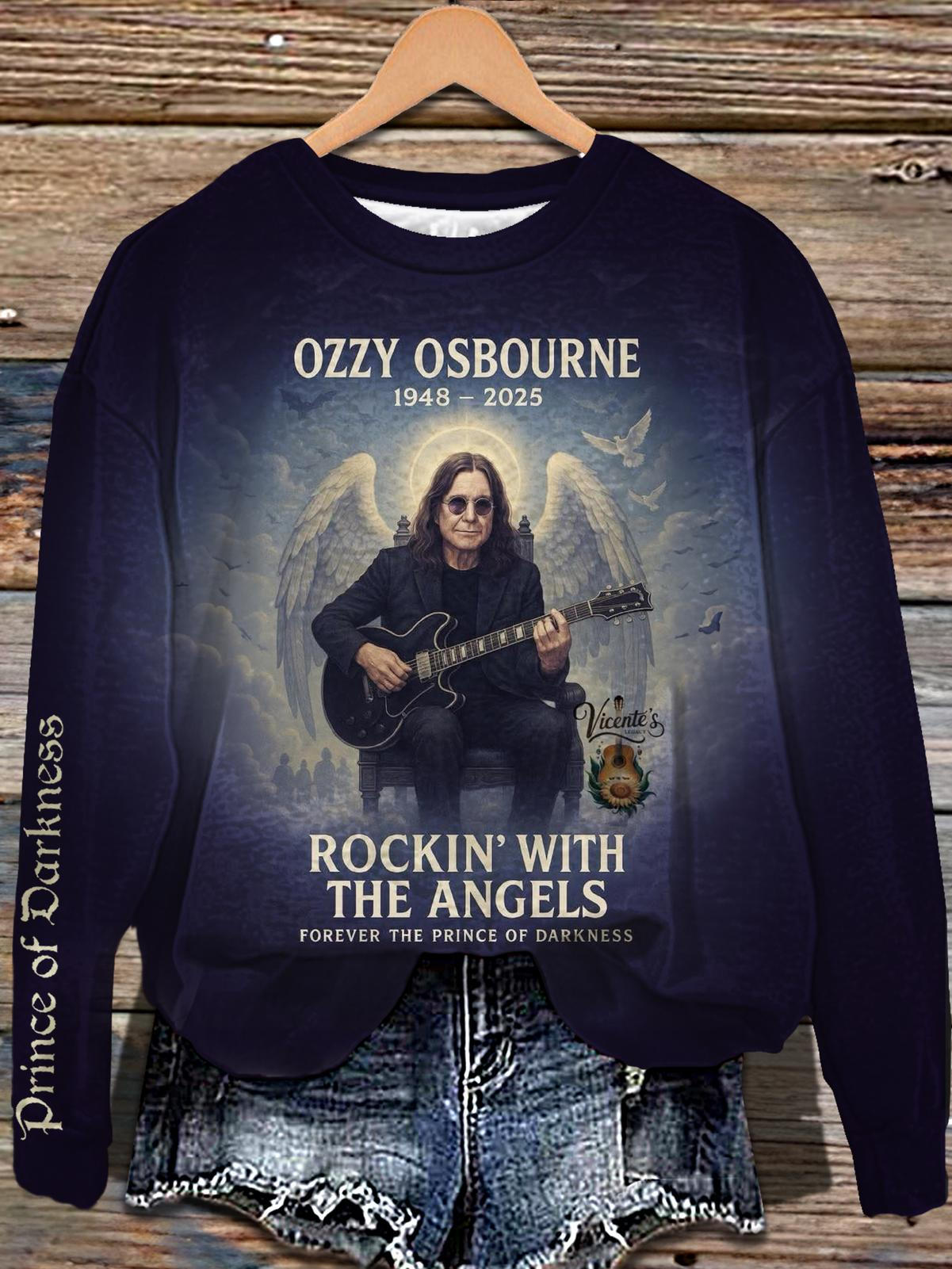Ozzy Osbourne Printed Long Sleeve Casual Top