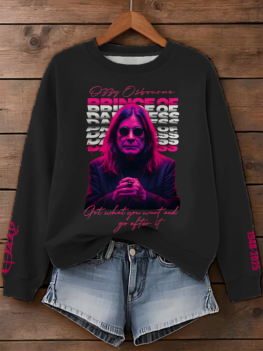 Ozzy Osbourne Printed Long Sleeve Casual Top