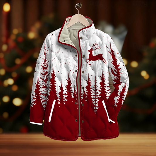Women's Vintage Christmas Reindeer Cotton Jacket