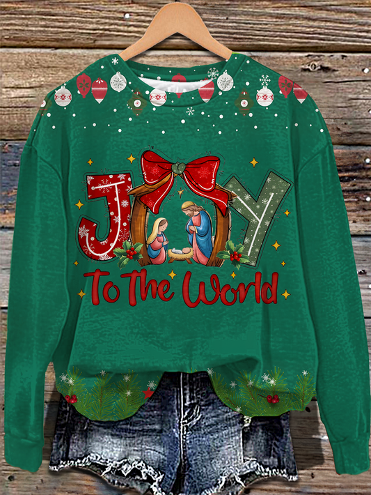 Christian Christmas Printed Long Sleeve Casual Top