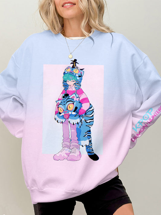 Demon Hunter Art Printed Long Sleeve Casual Top