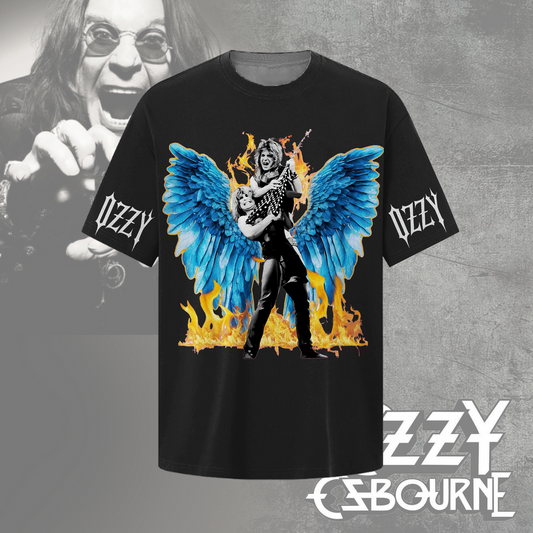 Ozzy And Randy Flying High Again Crew Neck T-shirt