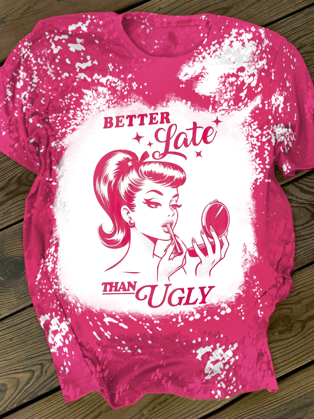 Besser spät als nur T-Shirt mit Rundhalsausschnitt 
