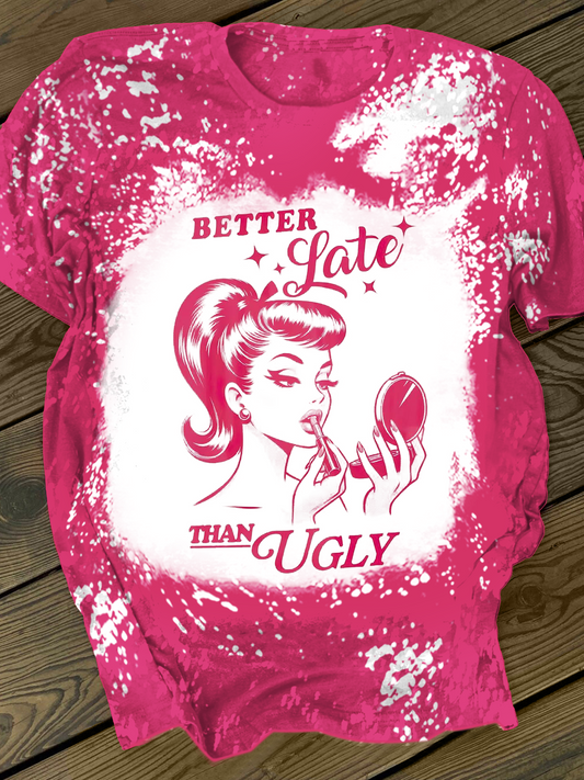 Besser spät als nur T-Shirt mit Rundhalsausschnitt 