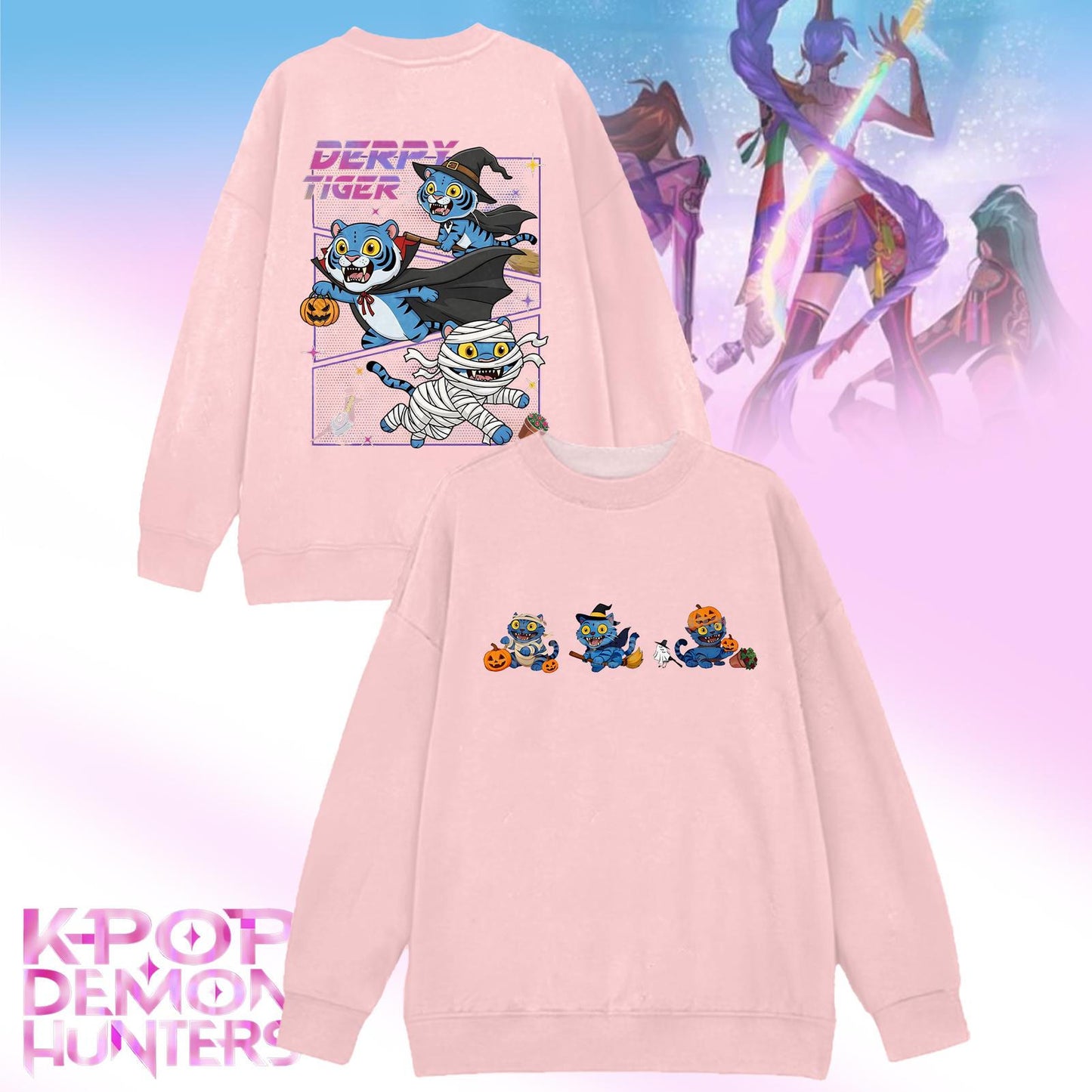 Halloween Demon Hunter Printed Long Sleeve Casual Top