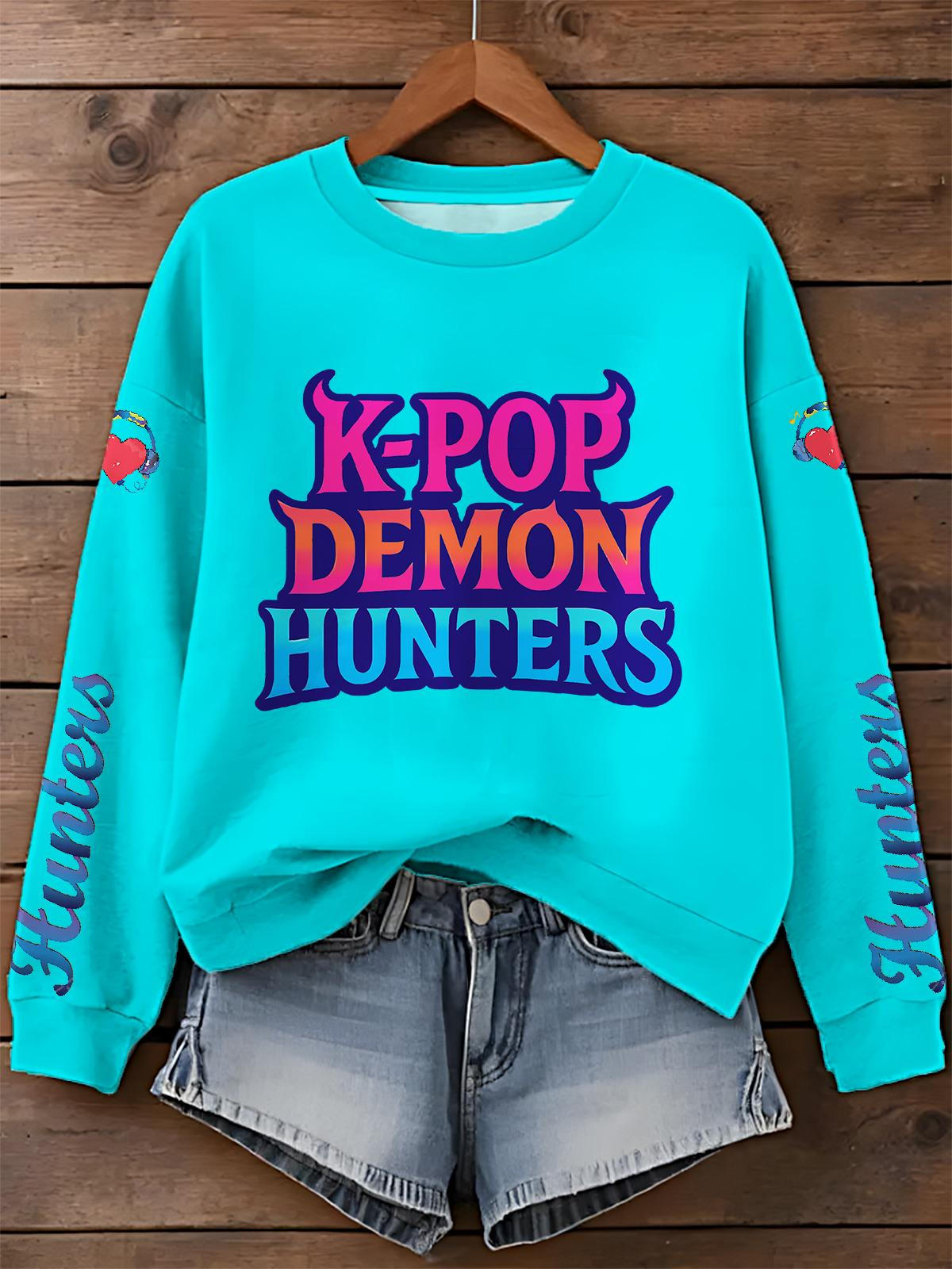 Demon Hunter Printed Long Sleeve Casual Top
