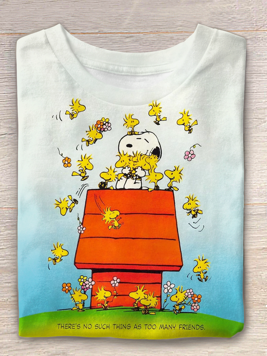 There's No Such Thing As Too Many Friends Fun Holiday Snoopy Crew Neck T-shirt