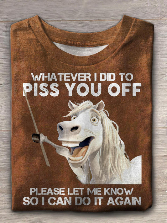 T-Shirt mit Rundhalsausschnitt „Was habe ich getan, um dich zu verärgern?“ 