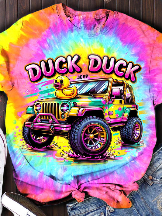 Lässiges Oberteil mit Batik-Enten-Print für Damen 