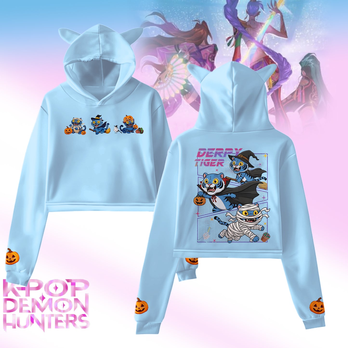 Halloween Demon Hunter Fur Rabbit Long Sleeve Hoodie