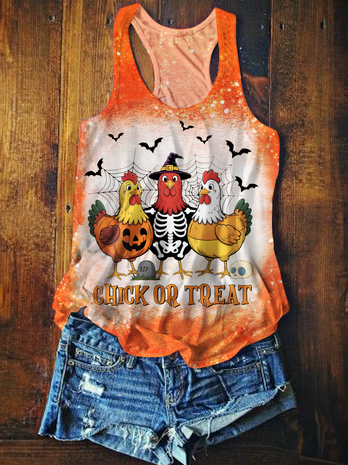 Chick Or Treat Printed Casual Tank Top