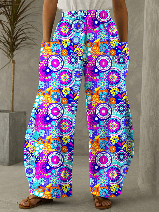 Vintage Bohemian Leather Care and Appreciation Art Print Casual Pants