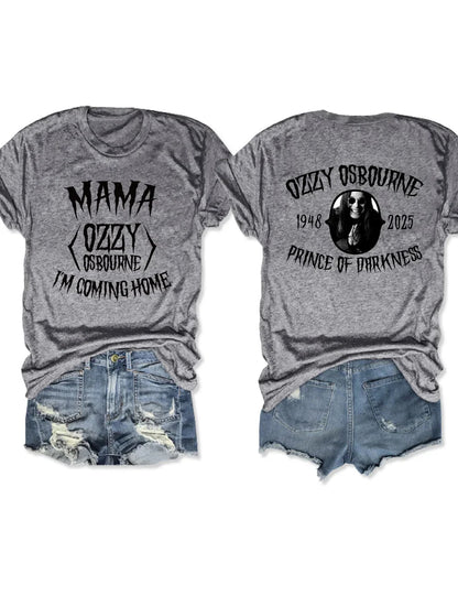 ママ、家に帰るよプリントクルーネックTシャツ