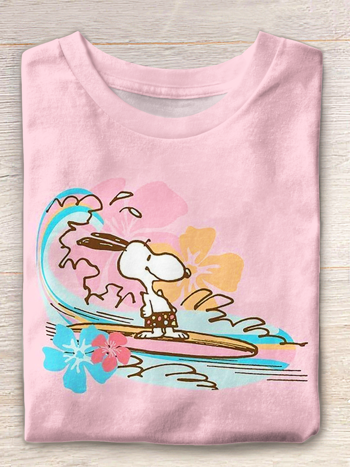 Snoopy Surf Island Vacations Crew Neck T-shirt