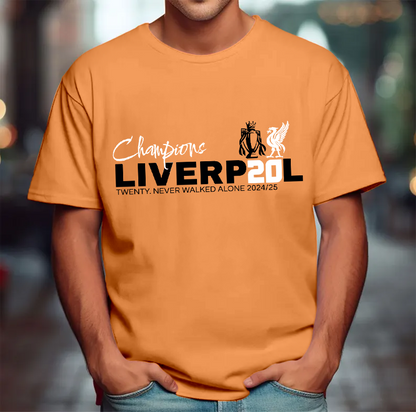リバプール チャンピオンズ 2025 サッカーファン ラウンドネック 半袖 メンズ Tシャツ
