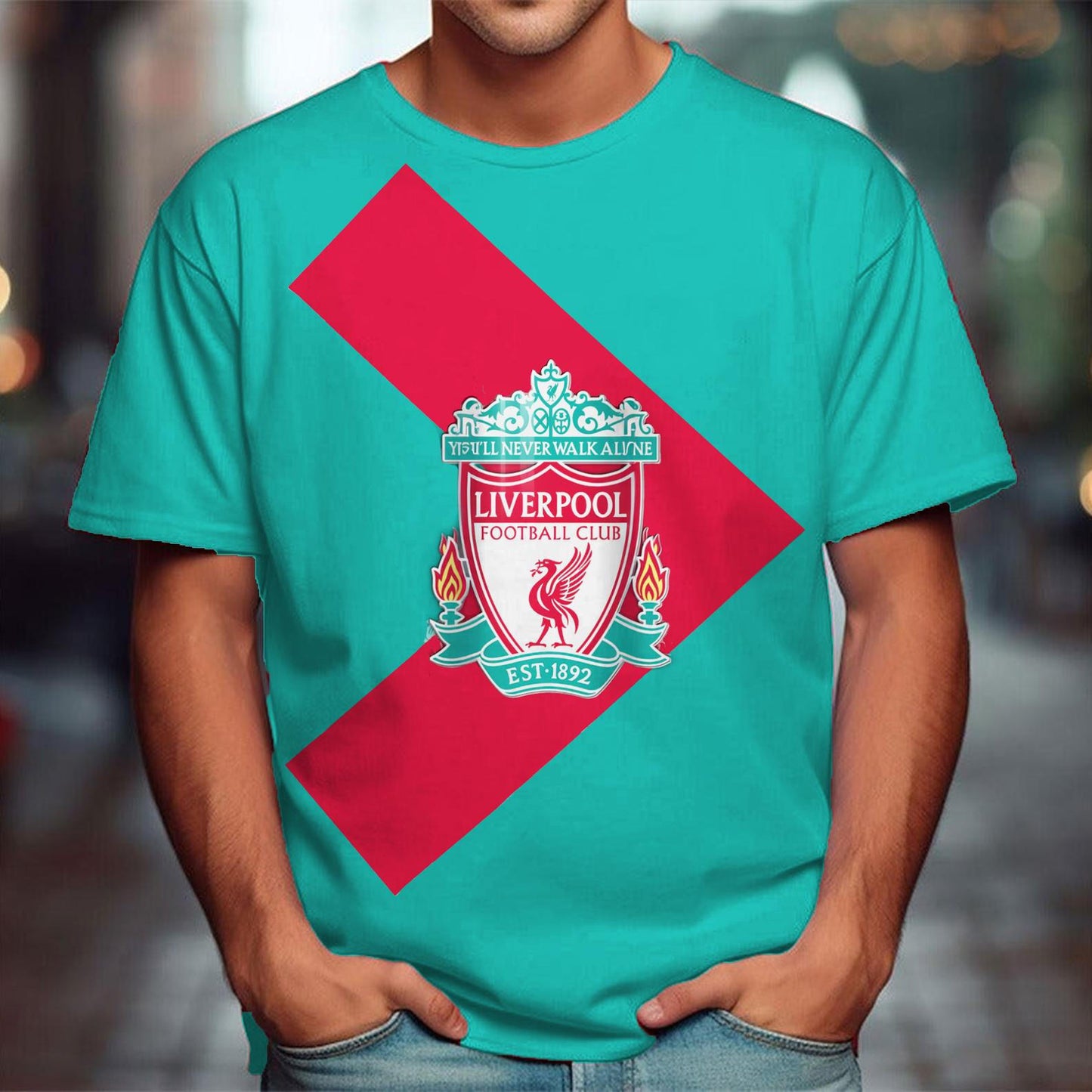 リバプール チャンピオンズ ラウンドネック 半袖 メンズ Tシャツ
