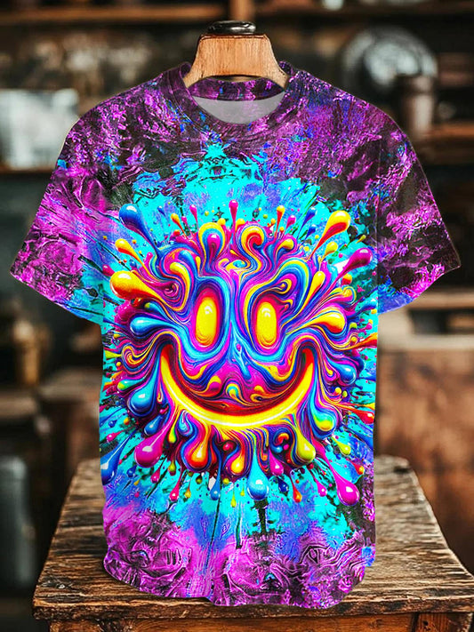Hippie Smiley Face Crew Neck T-shirt