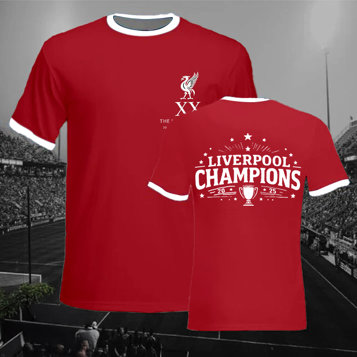 リバプール チャンピオンズ 2025 サッカーファン ラウンドネック 半袖 メンズ Tシャツ