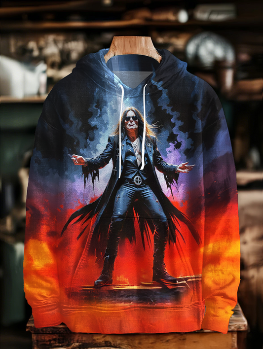 Unisex Ozzy Osbourne Vintage Long Sleeve Hooded Pocket Sweatshirt