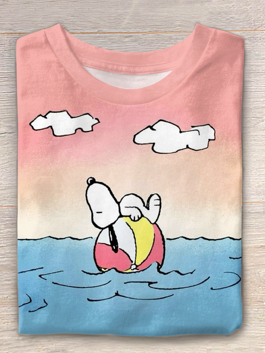 Fun Snoopy Vacation Reverie Crew Neck T-shirt