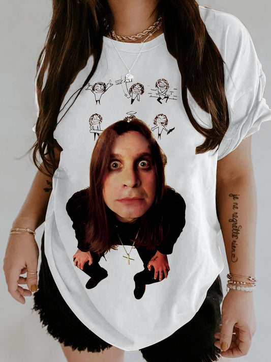 Mischievous Ozzy Osbourne Cotton Crew Neck T-shirt