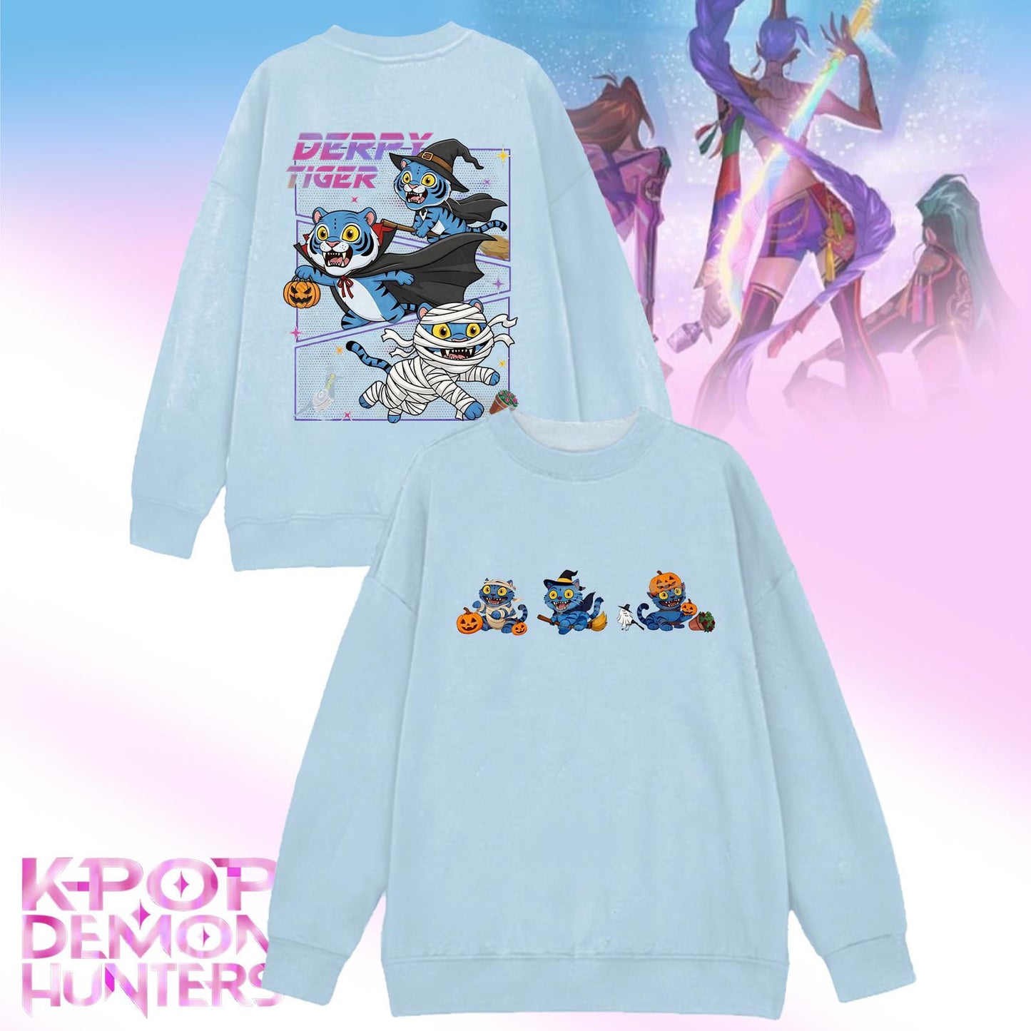 Halloween Demon Hunter Printed Long Sleeve Casual Top