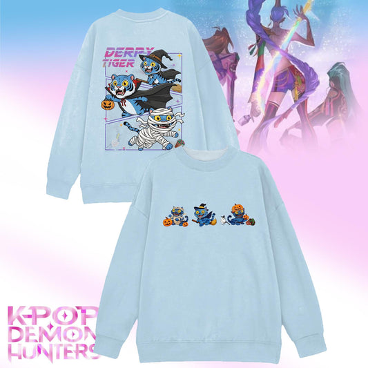 Halloween Demon Hunter Printed Long Sleeve Casual Top