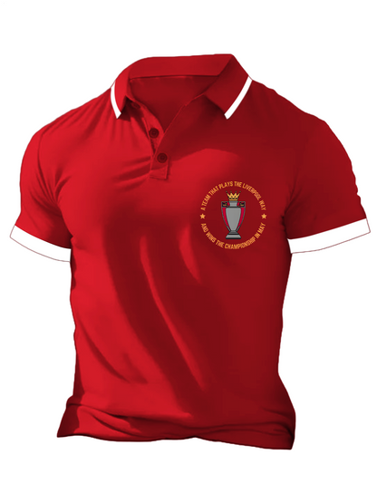 Vintage Liverpool Champions 2025 Men's Short Sleeve Button Polo Shirt