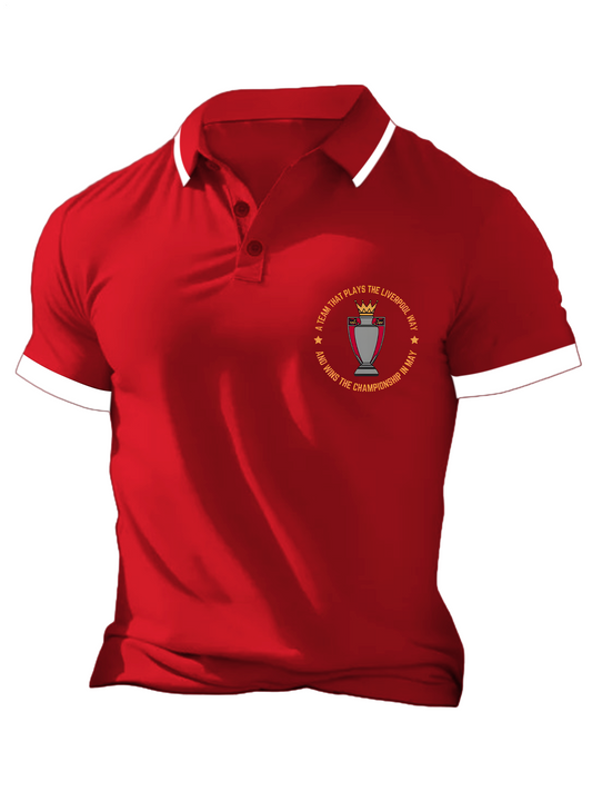 Vintage Liverpool Champions 2025 Men's Short Sleeve Button Polo Shirt