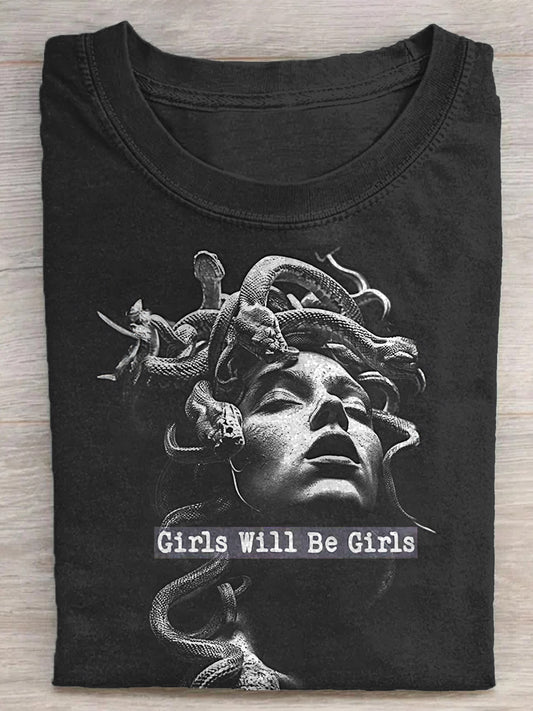 Medusa Feminist Print Crew Neck T-shirt