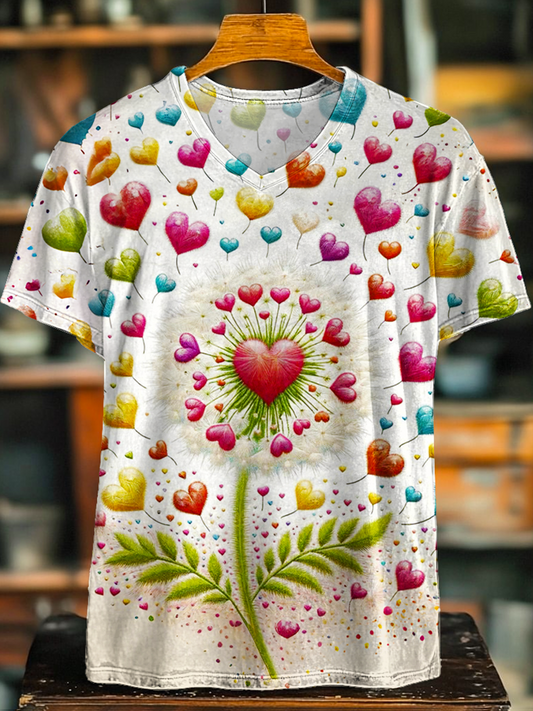 Whisper of Wisdom Dandelion Love V-neck T-Shirt