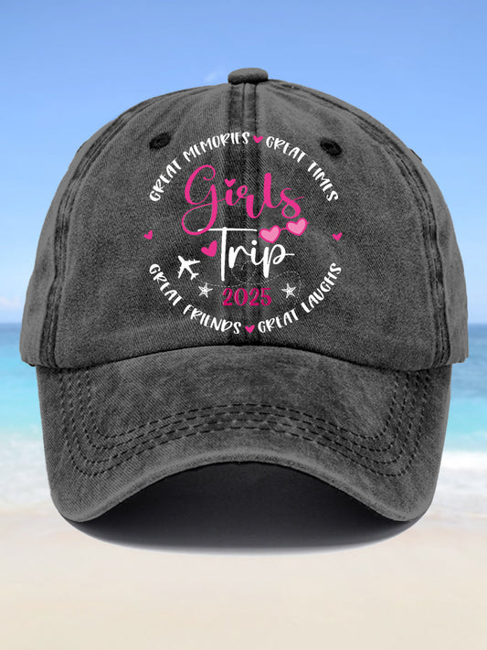 Baseballkappe mit „Girl's Trip 2025 Great Memories“-Print