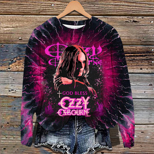 Ozzy Osbourne Printed Long Sleeve Casual Top