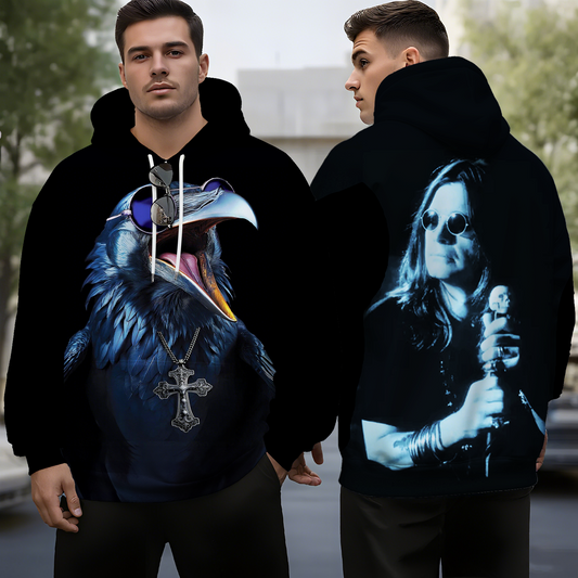 Unisex Ozzy Raven Long Sleeve Hooded Pocket Sweatshirt