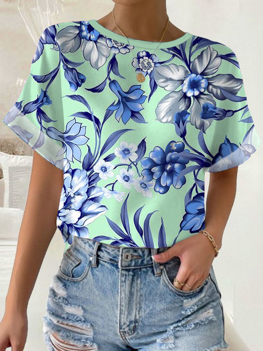 Flower Crew Neck T-shirt