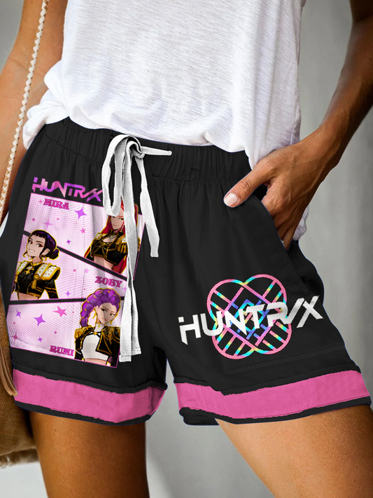 Kpop Demon Hunters Print Casual Shorts