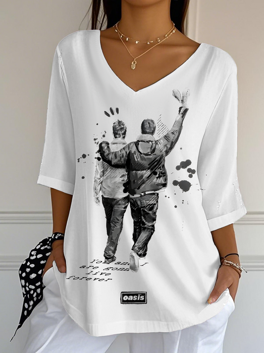 Oasis 2025 Tour Ladies Loose 3/4 Sleeve Top