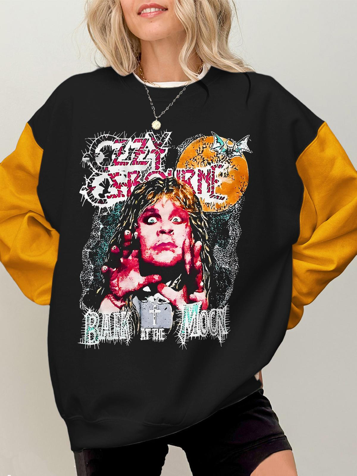 Ozzy Osbourne Printed Long Sleeve Casual Top