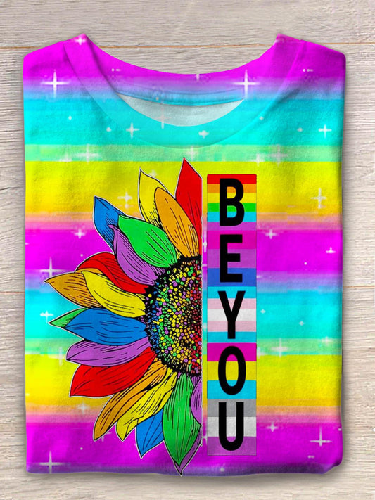 Be You Colorful Hippie Daisies Crew Neck T-shirt