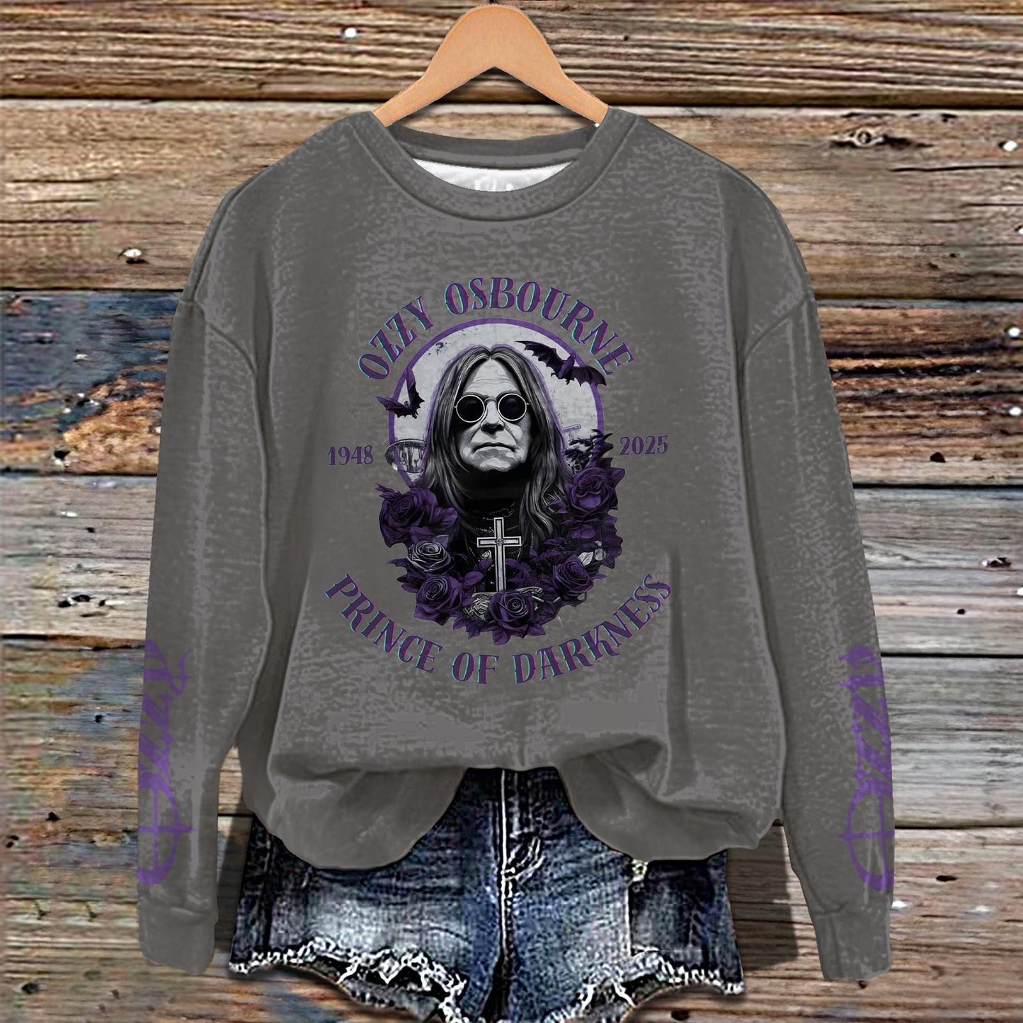 Ozzy Osbourne Printed Long Sleeve Casual Top