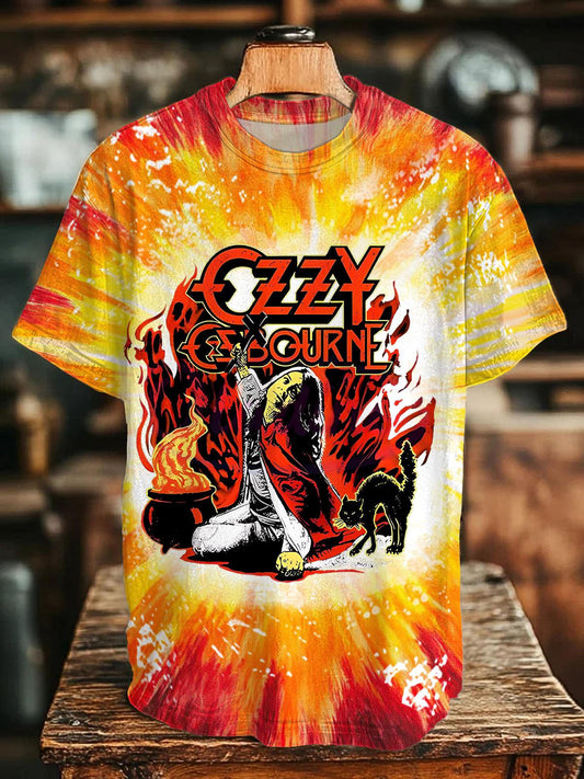 Ozzy Osbourne Art Tie Dyeing Crew Neck T-shirt