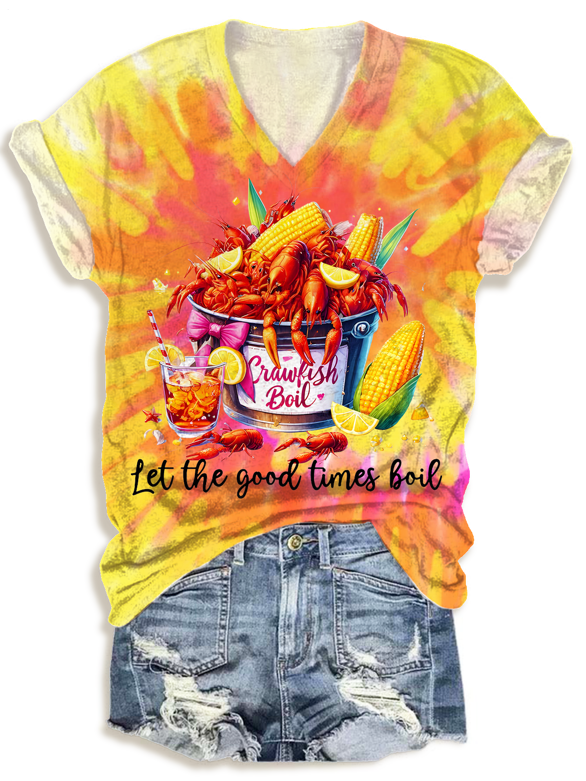 Crawfish Watercolor V-neck T-Shirt