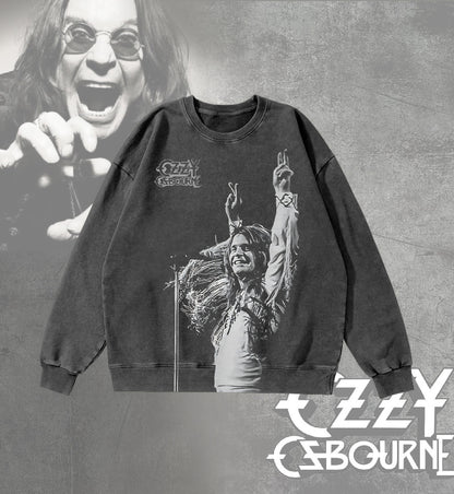 In Memory of Ozzy Osbourne Round Neck Washed Sweatshirt
