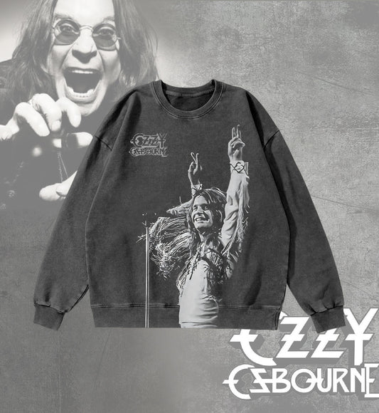 In Memory of Ozzy Osbourne Round Neck Washed Sweatshirt