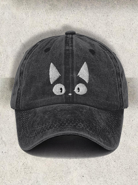 Amazed Cat Printed Baseball Cap