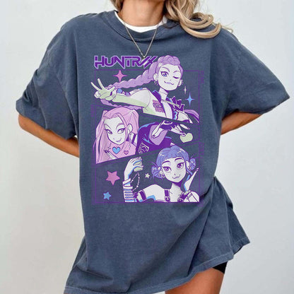 Huntrix Kpop Demo Movie Vintage Print Retro T-shirt