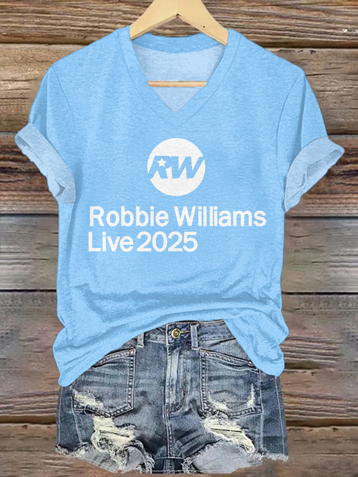 ロビー・ウィリアムズ 2025 Vネック Tシャツ