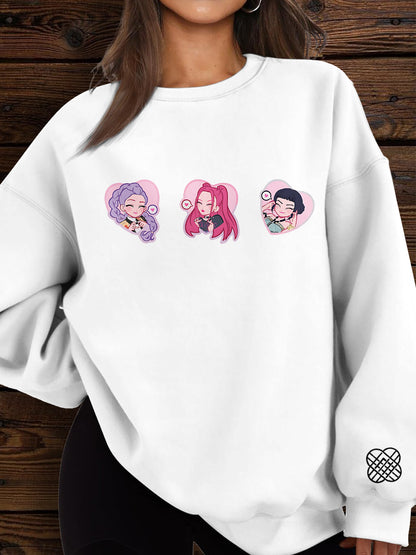 Demon Hunter Cartoon Printed Long Sleeve Casual Top