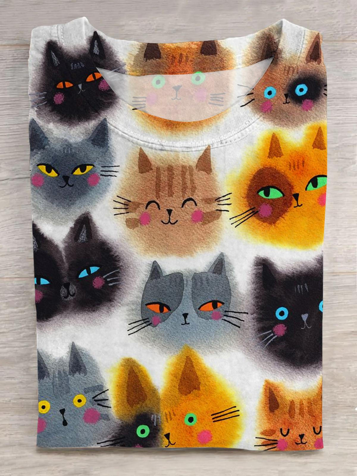 Funny Cats Crew Neck T-shirt