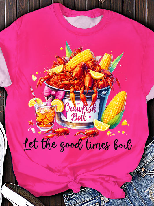 ザリガニ「レット・ザ・グッド・タイムズ・ボイル」クルーネックTシャツ